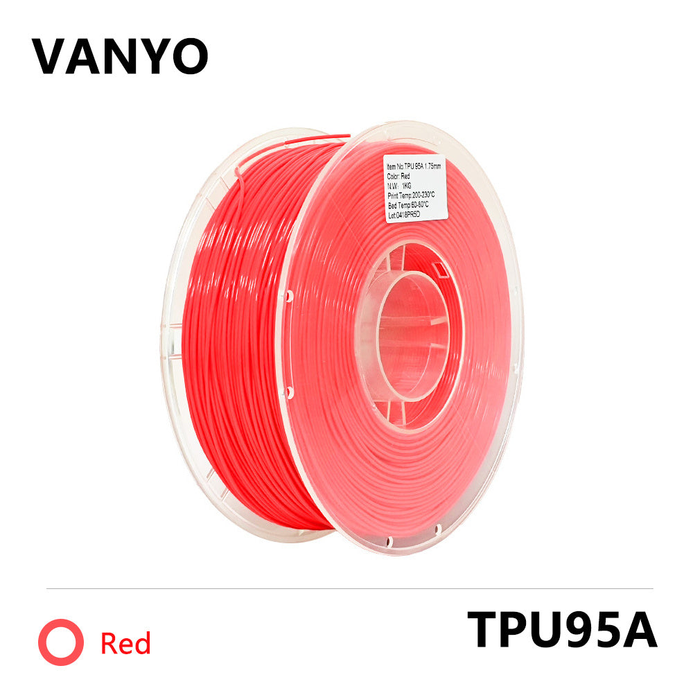 VANYO TPU-95A Filament 1.75mm 1kg – Flexible Insole-Grade 3D Printing