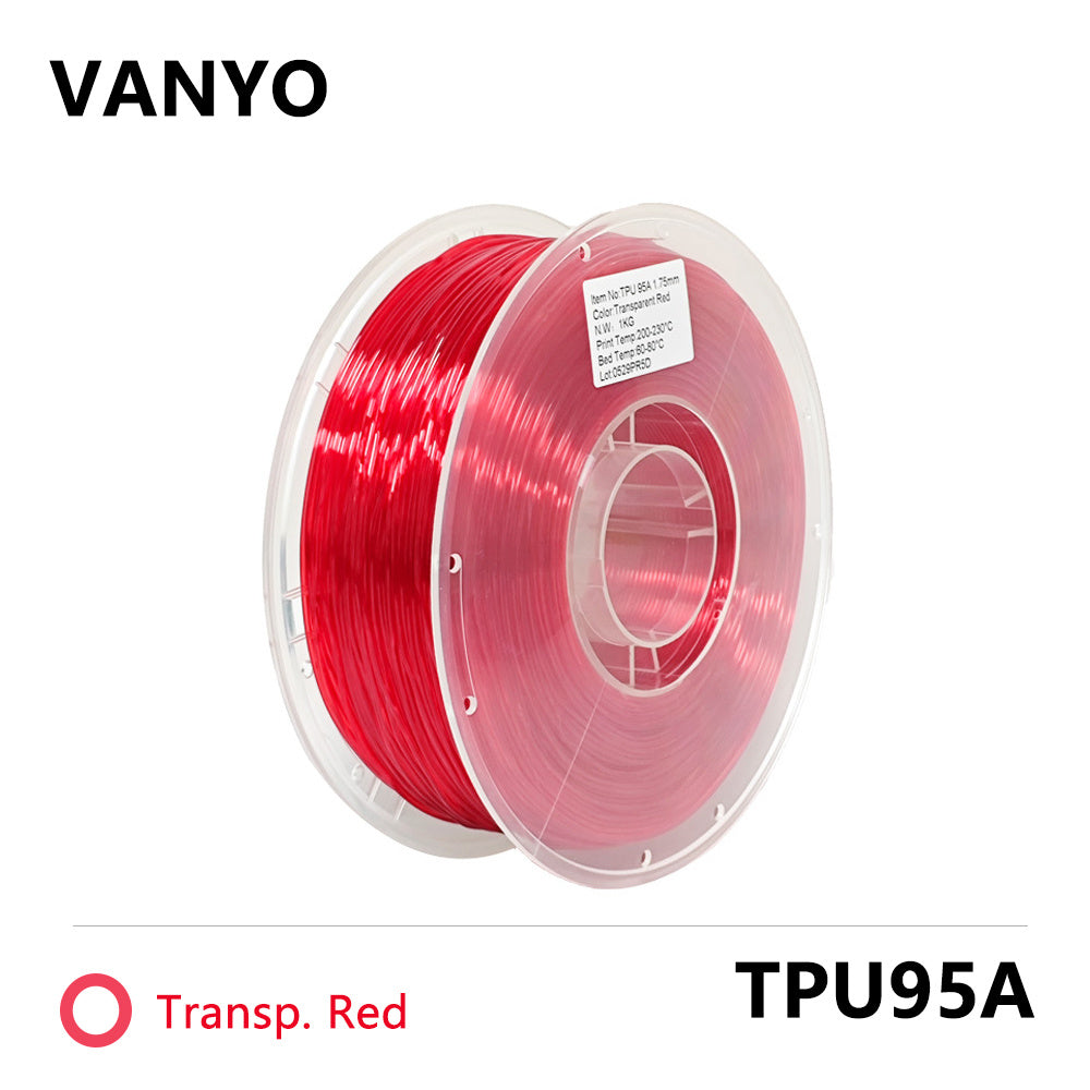 VANYO TPU-95A Filament 1.75mm 1kg – Flexible Insole-Grade 3D Printing